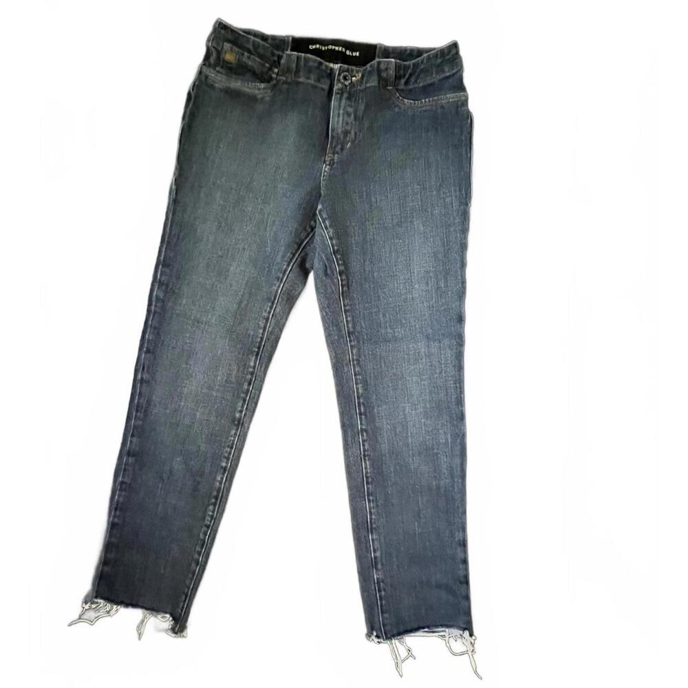 Christopher Blue‎ Cropped Distressed Hem Straight Leg Jeans - 6
